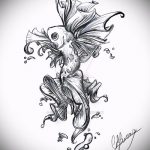 Эскиз тату золотая рыбка №806 - классный вариант рисунка, который успешно можно использовать для переделки и нанесения как тату золотая рыбка акварель