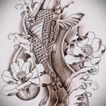 Эскиз тату золотая рыбка №109 - прикольный вариант рисунка, который удачно можно использовать для переделки и нанесения как тату рыбки знак зодиака