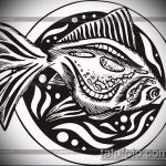 Эскиз тату золотая рыбка №266 - прикольный вариант рисунка, который хорошо можно использовать для доработки и нанесения как тату золотая рыбка на шее