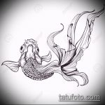 Эскиз тату золотая рыбка №696 - эксклюзивный вариант рисунка, который успешно можно использовать для преобразования и нанесения как тату золотая рыбка на запястье