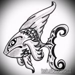 Эскиз тату золотая рыбка №110 - классный вариант рисунка, который хорошо можно использовать для преобразования и нанесения как тату золотая рыбка на ноге
