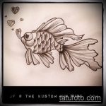 Эскиз тату золотая рыбка №413 - крутой вариант рисунка, который хорошо можно использовать для преобразования и нанесения как тату золотая рыбка акварель