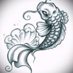 Эскиз тату золотая рыбка №409 - крутой вариант рисунка, который удачно можно использовать для преобразования и нанесения как тату рыбки для девушек