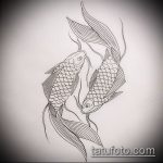 Эскиз тату золотая рыбка №732 - крутой вариант рисунка, который успешно можно использовать для доработки и нанесения как тату золотая рыбка и лотос