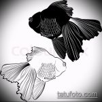 Эскиз тату золотая рыбка №287 - интересный вариант рисунка, который хорошо можно использовать для доработки и нанесения как тату золотая рыбка и лотос