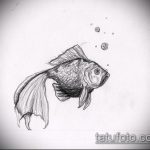 Эскиз тату золотая рыбка №966 - эксклюзивный вариант рисунка, который легко можно использовать для доработки и нанесения как тату золотая рыбка акварель