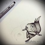 Эскиз тату золотая рыбка №153 - крутой вариант рисунка, который удачно можно использовать для доработки и нанесения как тату золотая рыбка на запястье
