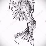 Эскиз тату золотая рыбка №603 - достойный вариант рисунка, который успешно можно использовать для доработки и нанесения как тату золотая рыбка на шее