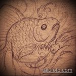 Эскиз тату золотая рыбка №728 - эксклюзивный вариант рисунка, который успешно можно использовать для переработки и нанесения как тату рыбки кои