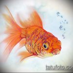 Эскиз тату золотая рыбка №407 - эксклюзивный вариант рисунка, который успешно можно использовать для преобразования и нанесения как тату золотая рыбка на спине