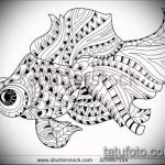 Эскиз тату золотая рыбка №642 - крутой вариант рисунка, который удачно можно использовать для переработки и нанесения как тату золотая рыбка маленькая