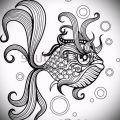 Эскиз тату золотая рыбка №281 - крутой вариант рисунка, который успешно можно использовать для переделки и нанесения как тату рыбки знак зодиака