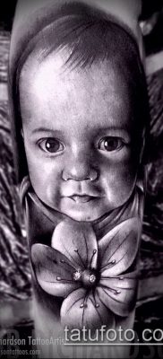Фото тату портрет своего ребе — 01072017 — пример — 032 Tattoo portrait child_tatufoto.com