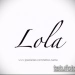 Фото татуировки с именем Lola, выполненной в нежном, каллиграфическом стиле. Идеально подходит для девушек, ценящих красоту и изящество.