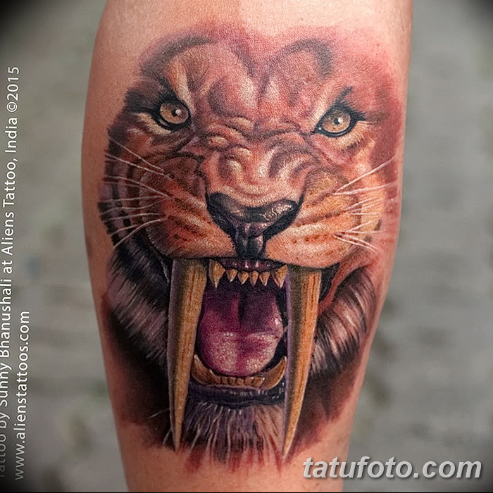 фото тату саблезубый тигр от 25.07.2017 №010 - Tattoo saber-toothed tiger