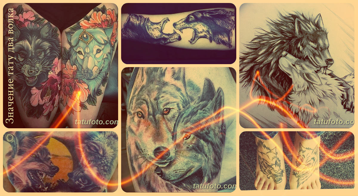 Значение тату два волка - фото татуировок на теле - примеры