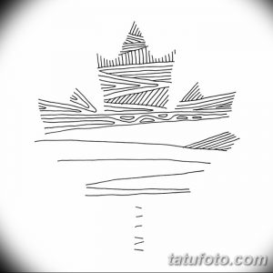 Эскиз татуировки кленового листа, выполненный в минималистичном стиле с использованием простых линий и штрихов. Лаконичный и современный дизайн.