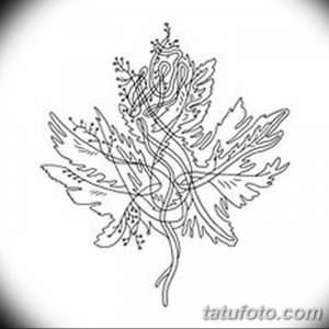 Эскиз татуировки кленового листа, выполненный в стиле дзен-арт с использованием тонких линий и запутанных узоров. Медитативный и символичный дизайн.