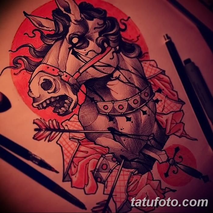 фото Эскизы тату конь от 29.09.2017 №096 - Sketches of a horse tattoo - tatufoto.com