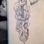фото Эскизы тату меч и змея от 26.09.2017 №002 - Sketches tattoo sword - tatufoto.com