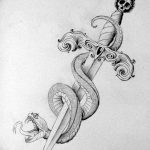 фото Эскизы тату меч и змея от 26.09.2017 №014 - Sketches tattoo sword - tatufoto.com