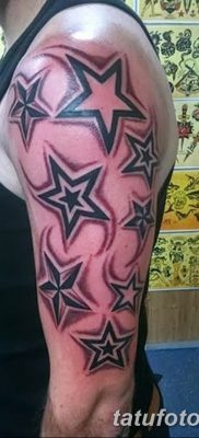 фото тату звезды на плечах от 19.09.2017 №042 — tattoo of a star on the shoul — tatufoto.com