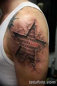 фото тату звезды на плечах от 19.09.2017 №053 - tattoo of a star on the shoul - tatufoto.com