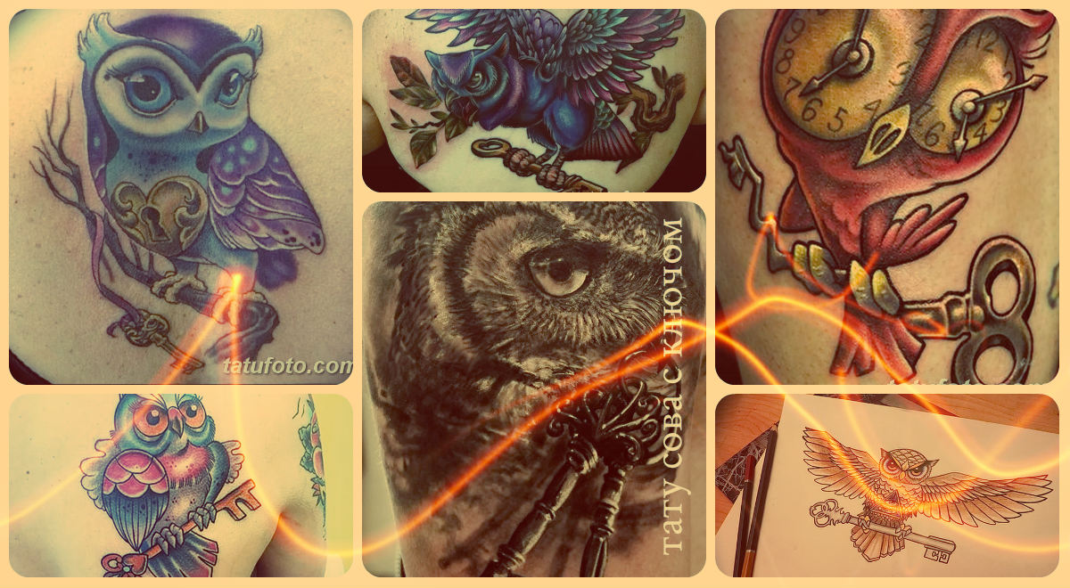 Значение тату сова с ключом - коллекция фотографий готовых татуировок