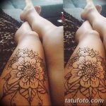 фото Мехенди на ляжке от 25.10.2017 №040 - Mehendi on thigh - tatufoto.com