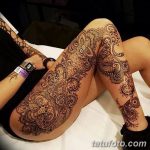 фото Мехенди на ляжке от 25.10.2017 №053 - Mehendi on thigh - tatufoto.com