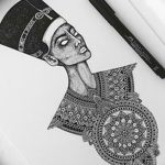 фото Эскизы тату Нефертити от 02.10.2017 №017 - Sketches of Nefertiti - tatufoto.com