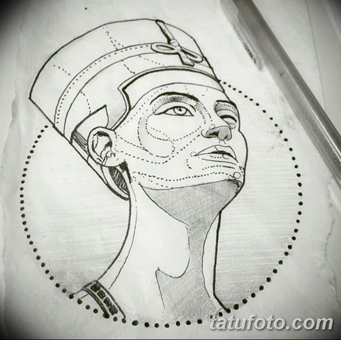 фото Эскизы тату Нефертити от 02.10.2017 №029 - Sketches of Nefertiti - tatufoto.com
