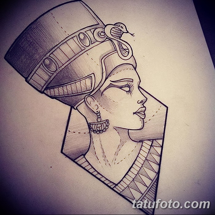 фото Эскизы тату Нефертити от 02.10.2017 №045 - Sketches of Nefertiti - tatufoto.com