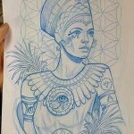 фото Эскизы тату Нефертити от 02.10.2017 №065 - Sketches of Nefertiti - tatufoto.com