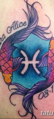 фото тату знак зодиака Рыбы от 21.10.2017 №009 — tattoo sign of the zodiac Pisces