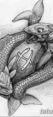 фото тату знак зодиака Рыбы от 21.10.2017 №013 — tattoo sign of the zodiac Pisces