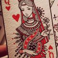 фото тату игральная карта королева червовая от 21.10.2017 №008 - card queen quill
