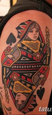 фото тату игральные карты королева от 21.10.2017 №021 — tatoo playing cards queen