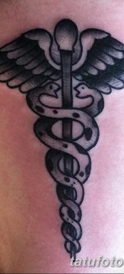 фото тату кадуцей от 21.10.2017 №038 — caduceus tattoo — tatufoto.com