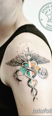 фото тату кадуцей от 21.10.2017 №082 — caduceus tattoo — tatufoto.com