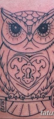 фото тату сова с ключом от 18.10.2017 №007 — owl tattoo with key — tatufoto.com