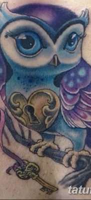 фото тату сова с ключом от 18.10.2017 №008 — owl tattoo with key — tatufoto.com