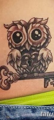 фото тату сова с ключом от 18.10.2017 №009 — owl tattoo with key — tatufoto.com