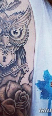 фото тату сова с ключом от 18.10.2017 №018 — owl tattoo with key — tatufoto.com