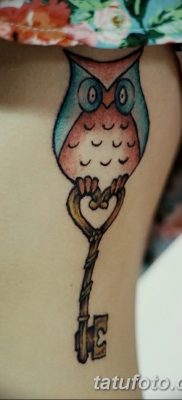 фото тату сова с ключом от 18.10.2017 №020 — owl tattoo with key — tatufoto.com