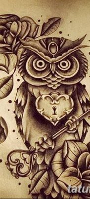 фото тату сова с ключом от 18.10.2017 №021 — owl tattoo with key — tatufoto.com