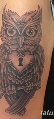 фото тату сова с ключом от 18.10.2017 №024 — owl tattoo with key — tatufoto.com