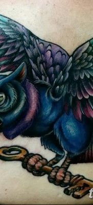 фото тату сова с ключом от 18.10.2017 №027 — owl tattoo with key — tatufoto.com