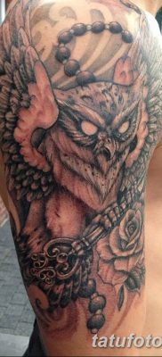 фото тату сова с ключом от 18.10.2017 №030 — owl tattoo with key — tatufoto.com