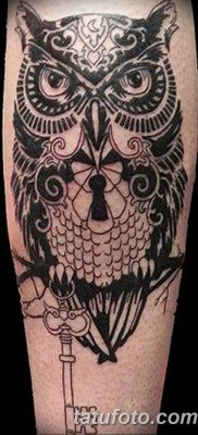 фото тату сова с ключом от 18.10.2017 №032 — owl tattoo with key — tatufoto.com